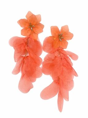 Macy's Coral Floral Chiffon Drop Earrings